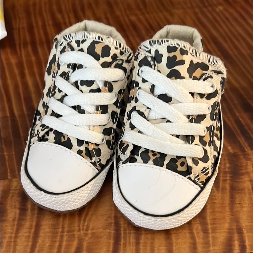 Converse Brown and White Canvas Sneakers with Rubber Toe Cap
